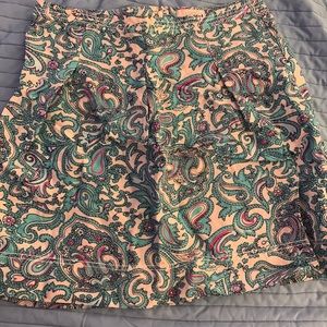 Turquoise paisley print linen skirt from LOFT